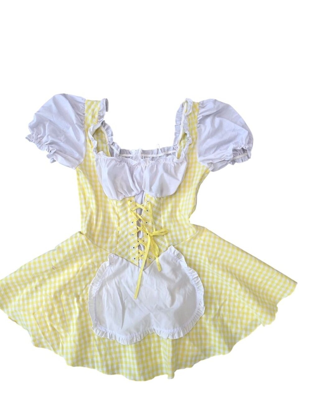Leg Avenue little Bo Peep halloween Yellow & White Gingham Dress Puff Sleeves